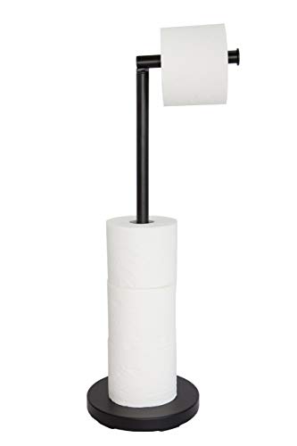 KOOK TIME portarrollos para Papel higiénico de pie - Metal Lacado Negro Mate - Dia. 18 cm v Al. 56 cm - Soporte Papel higiénico para Cuartos de baño. Accesorio de baño Negro.