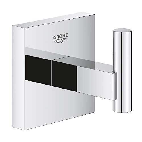 GROHE Start Cube QuickFix - Colgador de baño individual, cromo, para pegar (pegamento QuickGlue A1) o atornillar, ref. 40961000