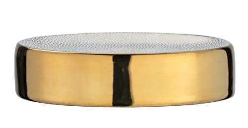 WENKO Jabonera «Nuria», cuenco para colocar el jabón de manos, de cerámica de calidad con una lujosa superficie estructurada en dorado/blanco, 12 x 3 x 8 cm.