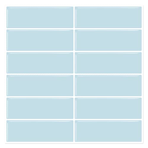 DEWOO 10-Piezas Azulejos Adhesivos, Pegatinas de Baldosas Azul para Cocina y Baño, Azulejos de Vinilo (30.5 x 30.5cm)