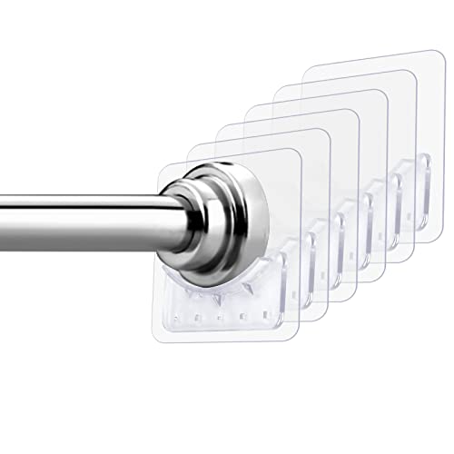 Prasacco - Juego de 6 soportes adhesivos para barra de cortina de ducha, montaje en pared sin taladrar para baño y cocina