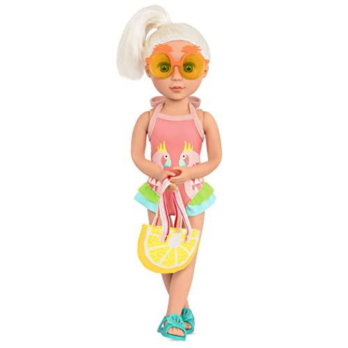 Ropa de muñeca con purpurina para niñas, traje de baño para muñecas de 36 cm, traje de baño, gafas de sol, bolsa y zapatos de playa, accesorios para muñecas, juguetes a partir de 3 años