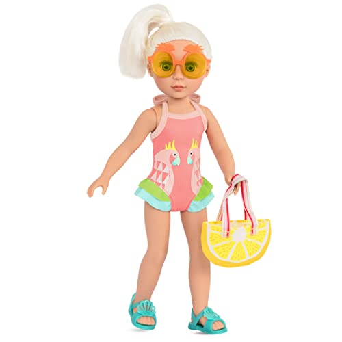 Ropa de muñeca con purpurina para niñas, traje de baño para muñecas de 36 cm, traje de baño, gafas de sol, bolsa y zapatos de playa, accesorios para muñecas, juguetes a partir de 3 años