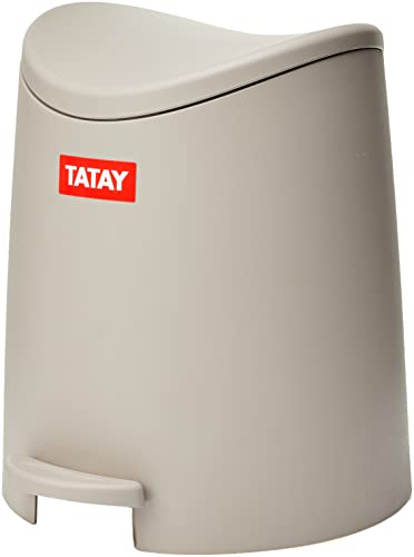 Tatay Papelera Baño con Pedal Estándar, 3L de Capacidad, de Polipropileno, Libre de BPA, Color Taupe, Medidas 19 x 21.8 x 22.1 cm