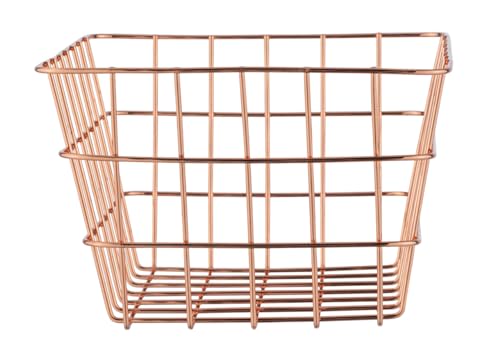 Wenko Cesta de baño Viana cobre - Glamorosa cesta de almacenaje para el baño, el aseo para huéspedes y el hogar en general, Metal, 18 x 25 x 12 cm, Cobre