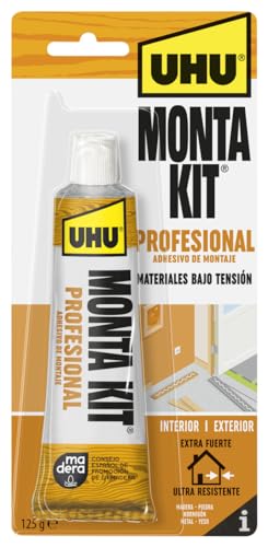 UHU Monta Kit Profesional-Adhesivo de Montaje Extrafuerte, Pegamento Fuerte Para Todo-125g