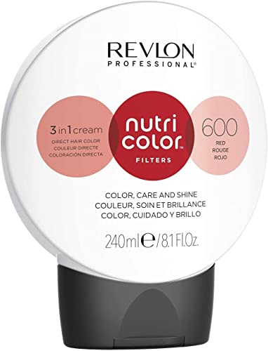 REVLON PROFESSIONAL Nutri Color Filters, Mascarilla de coloración temporal para el pelo, Revive el color del cabello, tono 600 Red, 240 ml