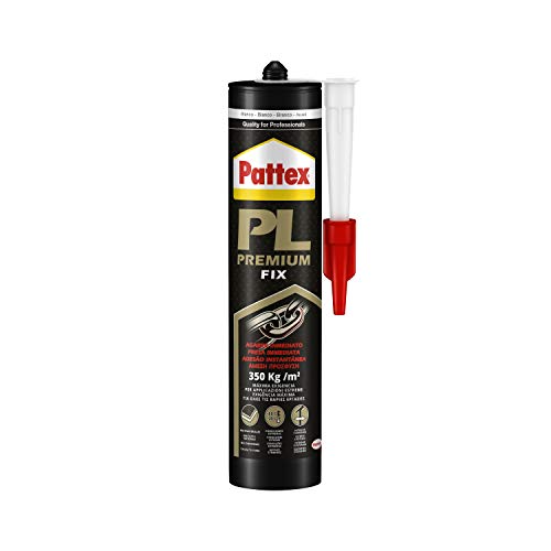 Pattex PL Premium, pegamento extrafuerte de agarre inmediato, pegamento para interiores y exteriores, adhesivo de montaje resistente al agua, 1 cartucho x 460 g