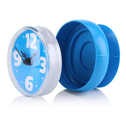 OKJHFD Reloj de Pared con Ventosa, Reloj de baño Resistente al Agua Duradero, Espejo de Ventana de Pared con Ventosa Profesional Reloj de Ducha de baño Accesorios de baño(Azul)