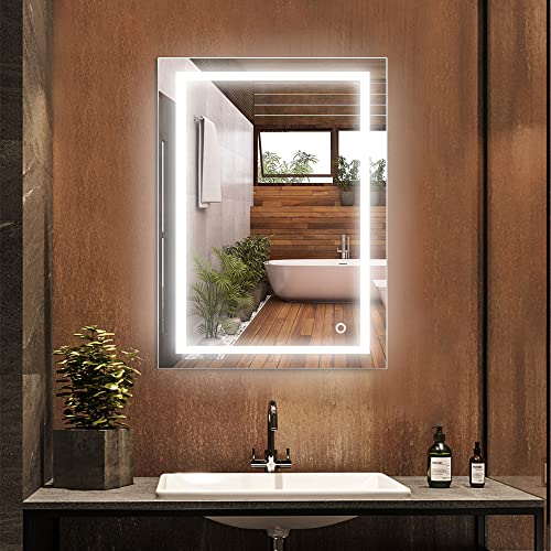 POPSPARK Espejo de Pared Baño,Espejo Colgante con luz LED Iluminado,6400k,50x70 cm,ILuz Blanca fría, función antivaho