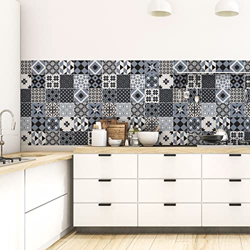 Ambiance Pegatinas de pared – Adhesivo de pared para azulejos de cocina, baño – 60 pegatinas cuadradas Azulejos Martins – 120 x 200 cm