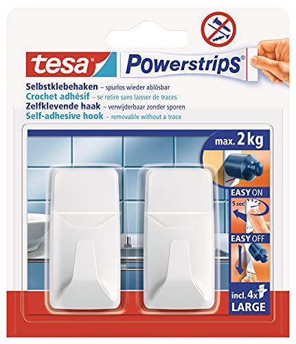 tesa Powerstrips Hooks L rectangular white