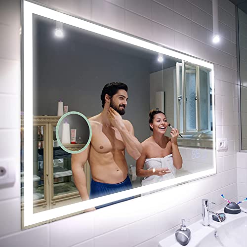 FORAM Espejo de Baño con Iluminación luz LED - Personaliza el Espejo de Pared con Accesorios - 100x80cm - Diferentes tamaños para Baño - Iluminado, retroiluminación - L01