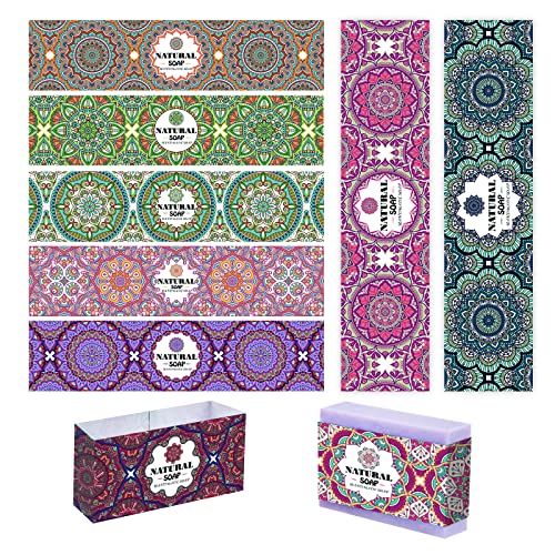 PandaHall 90 unidades de papel para envolver jabón Mandela Floral, 9 estilos, papel de jabón vertical, fundas para paquetes de jabón caseros
